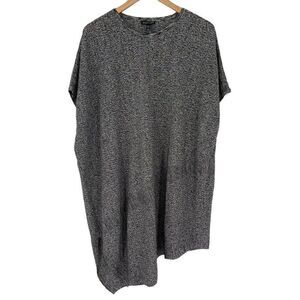 ‎Eileen Fisher Oversized Slub Knit Asymmetrical Black Sweater Tunic L/XL